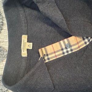 Burberry Charcoal Sweater with Plaid Detail